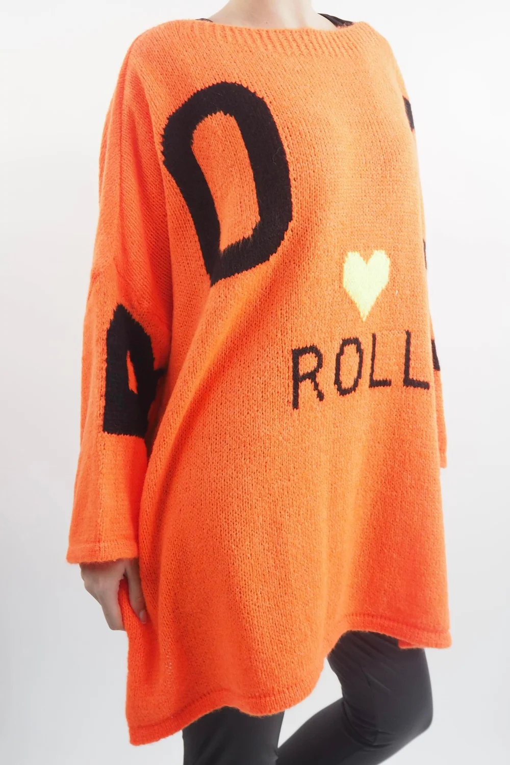 Made In Italy Hush Rock N Roll Knit Top Orange 4 Made In Italy Hush Rock N Roll Knit Top Orange - Image 2