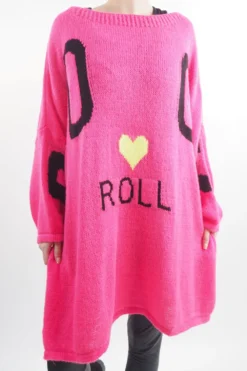 Made In Italy Hush Rock N Roll Knit Top Pink