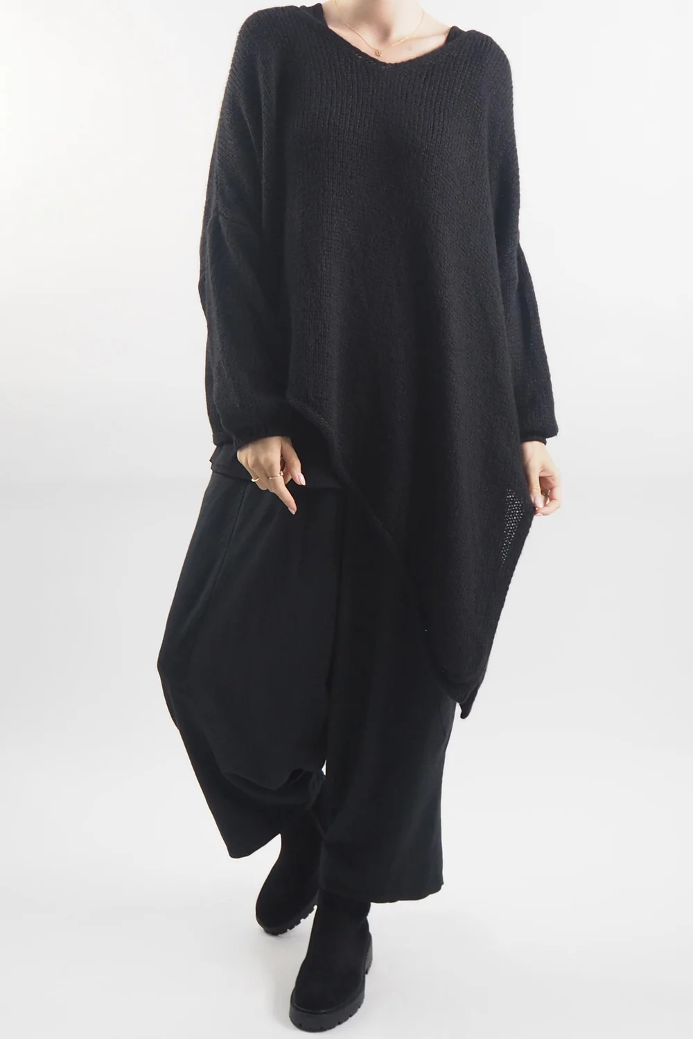 Made In Italy Hush Super Slant Knit Top Black 3 Made In Italy Hush Super Slant Knit Top Black