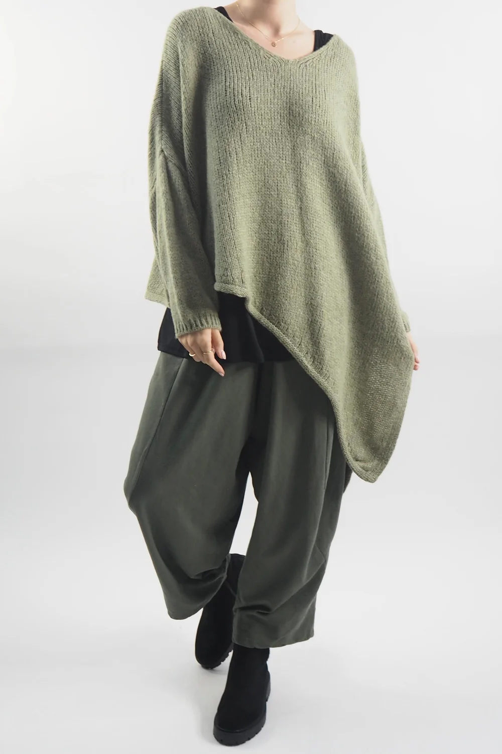 Made In Italy Hush Super Slant Knit Top Khaki 2 Made In Italy Hush Super Slant Knit Top Khaki