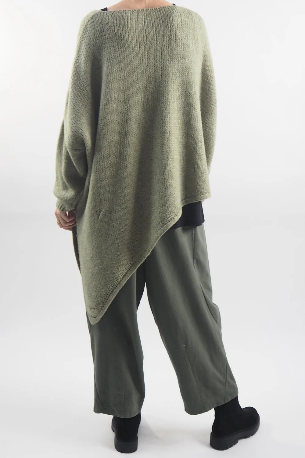 Made In Italy Hush Super Slant Knit Top Khaki 4 Made In Italy Hush Super Slant Knit Top Khaki - Image 3