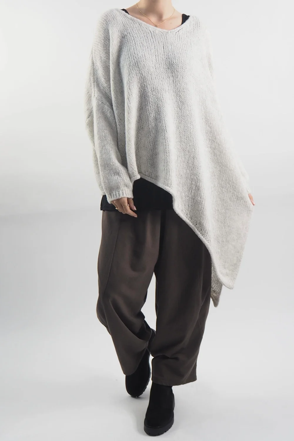 Made In Italy Hush Super Slant Knit Top Stone 3 Made In Italy Hush Super Slant Knit Top Stone