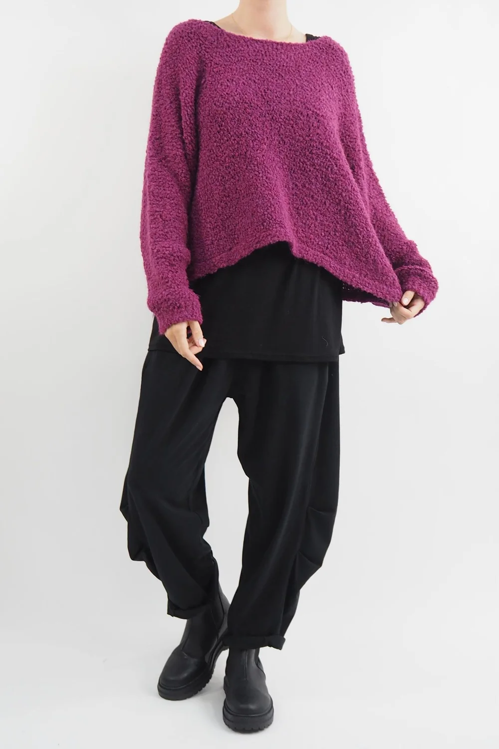 Made In Italy Hygge Boucle Knit Top Magenta 2 Made In Italy Hygge Boucle Knit Top Magenta