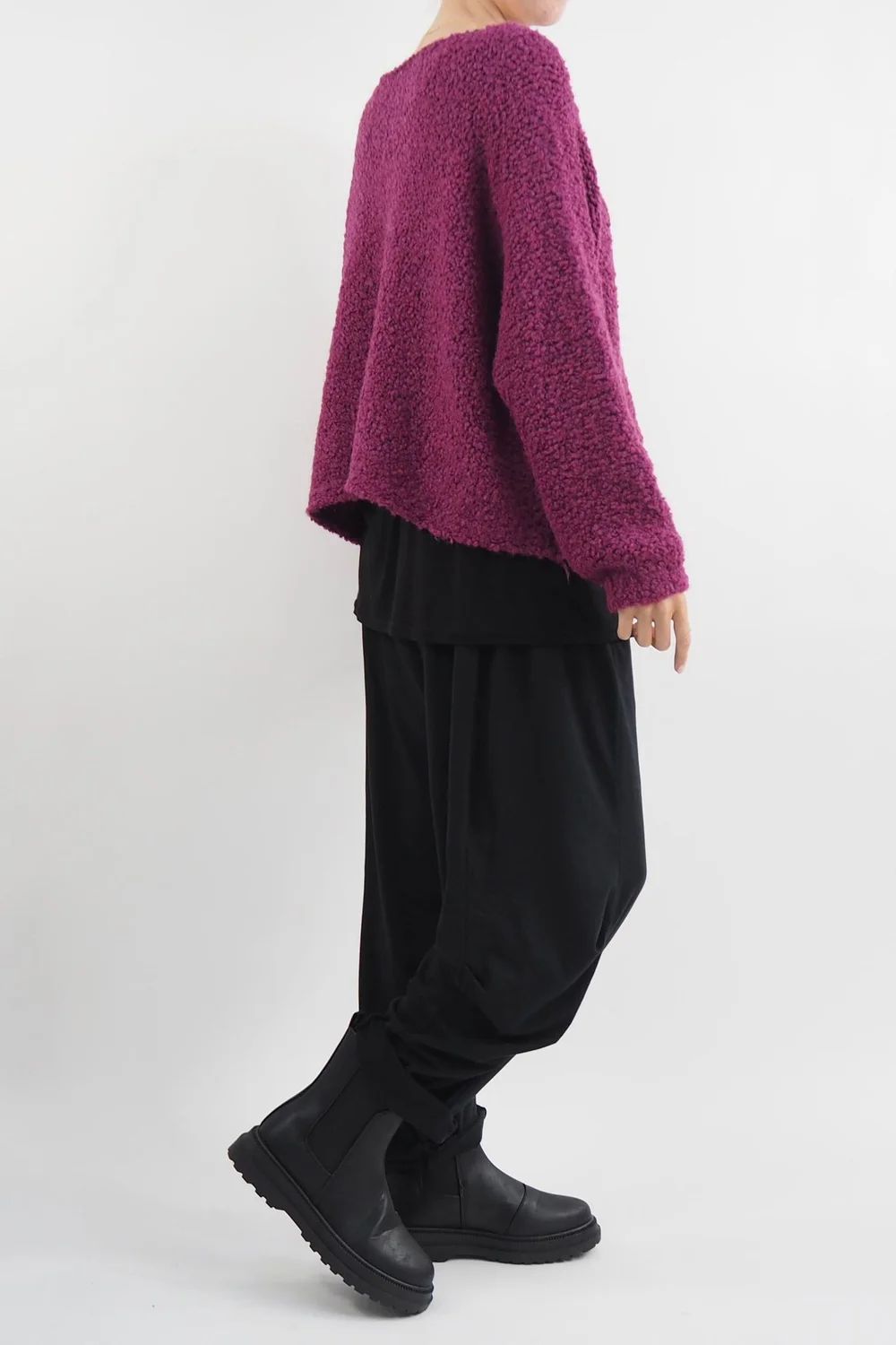 Made In Italy Hygge Boucle Knit Top Magenta 3 Made In Italy Hygge Boucle Knit Top Magenta - Image 2