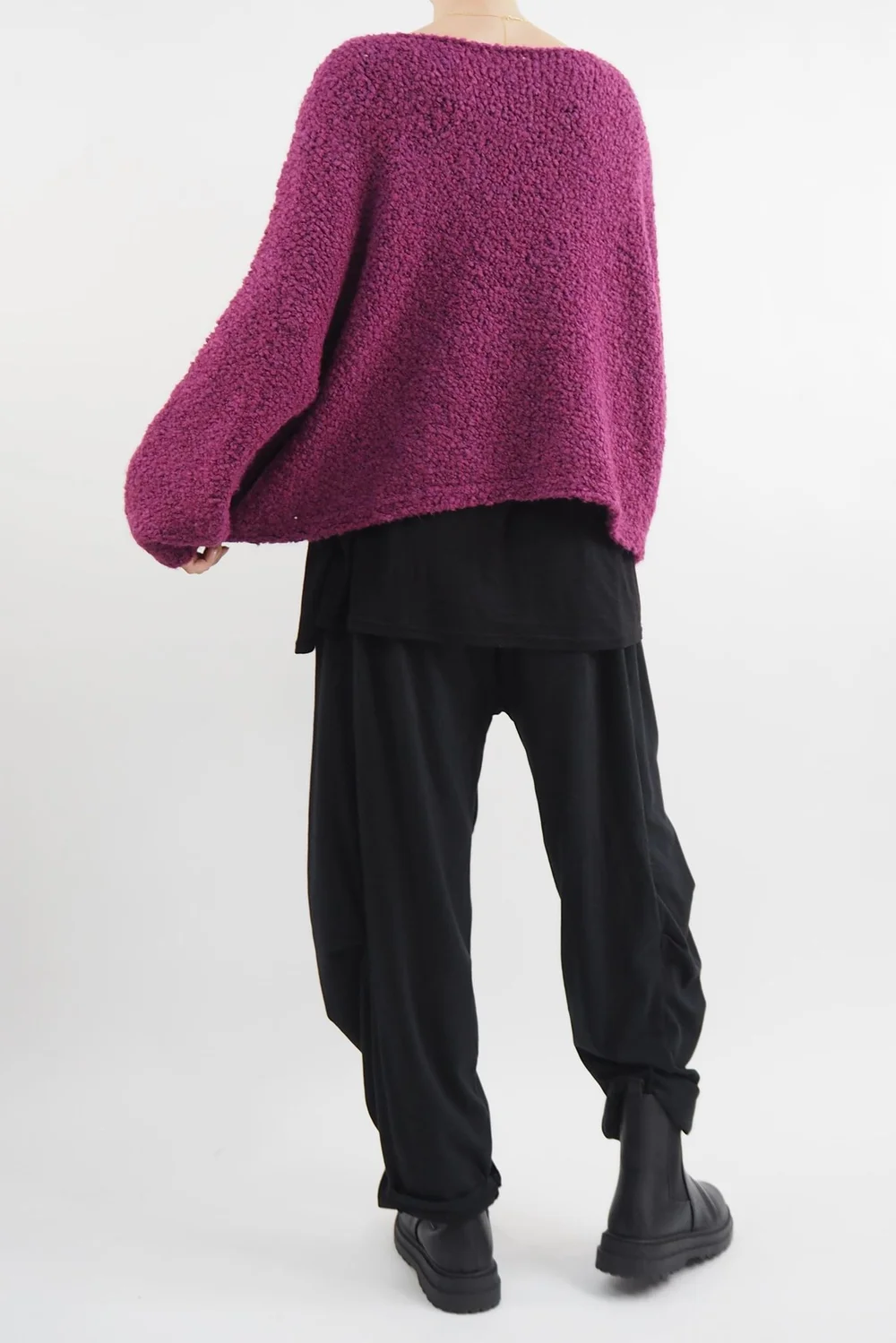 Made In Italy Hygge Boucle Knit Top Magenta 4 Made In Italy Hygge Boucle Knit Top Magenta - Image 3
