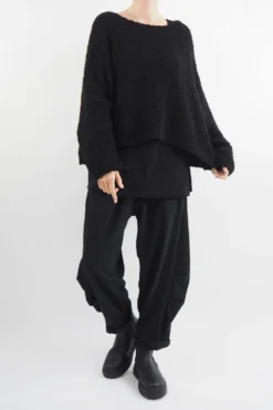 Made In Italy Hygge Boucle Knit Top Black