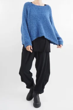 Made In Italy Hygge Boucle Knit Top Soft Cobalt