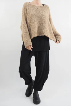 Made In Italy Hygge Boucle Knit Top Toast