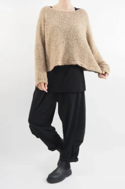 Made In Italy Hygge Boucle Knit Top Toast -VogueCurve Store made in italy hygge boucle knit top toast14.jpg