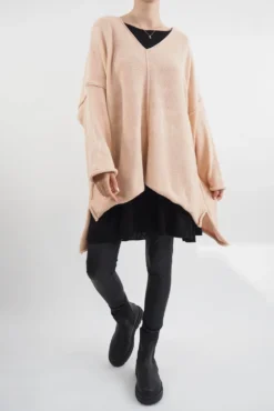 Made In Italy Inside Out Knit Top Ballet Blush Pink