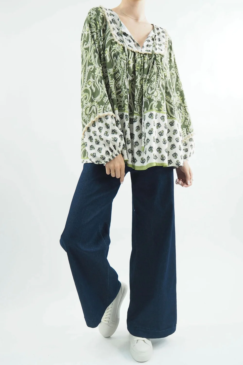 Made In Italy Joplin Folk Blouse Olive 4 Made In Italy Joplin Folk Blouse Olive - Image 2