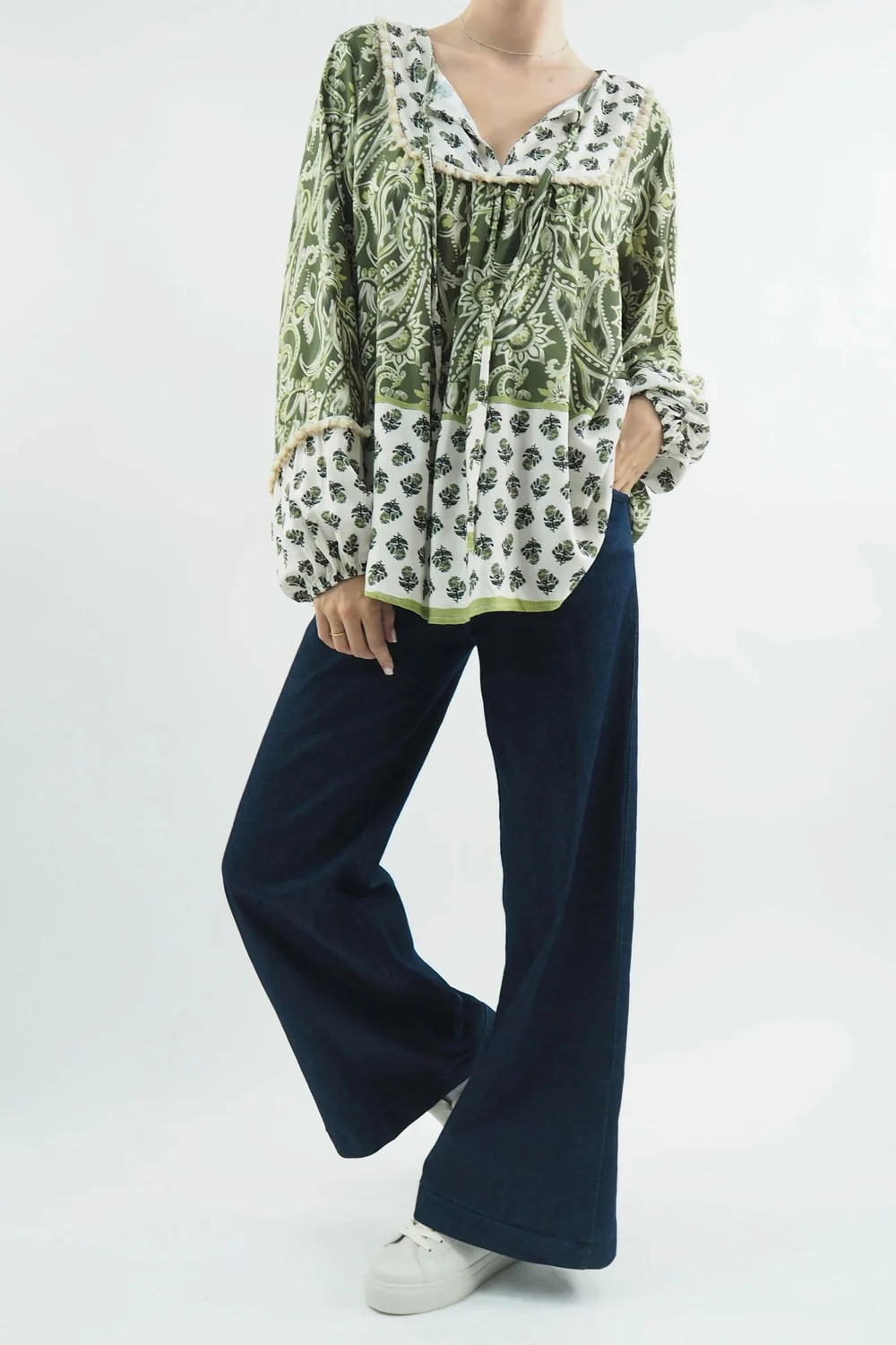 Made In Italy Joplin Folk Blouse Olive 7 Made In Italy Joplin Folk Blouse Olive - Image 5