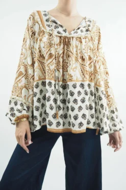 Made In Italy Joplin Folk Blouse Walnut