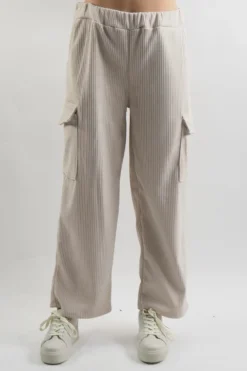 Made In Italy Jumbo Softie Stretch Cord Cargo Pant Stone