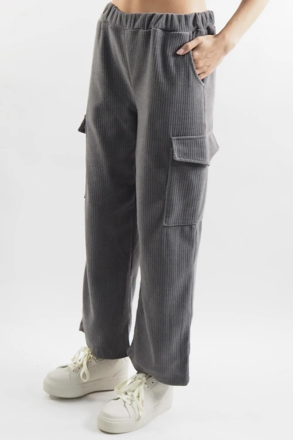 Made In Italy Jumbo Softie Stretch Cord Cargo Pant Storm 4 Made In Italy Jumbo Softie Stretch Cord Cargo Pant Storm - Image 2