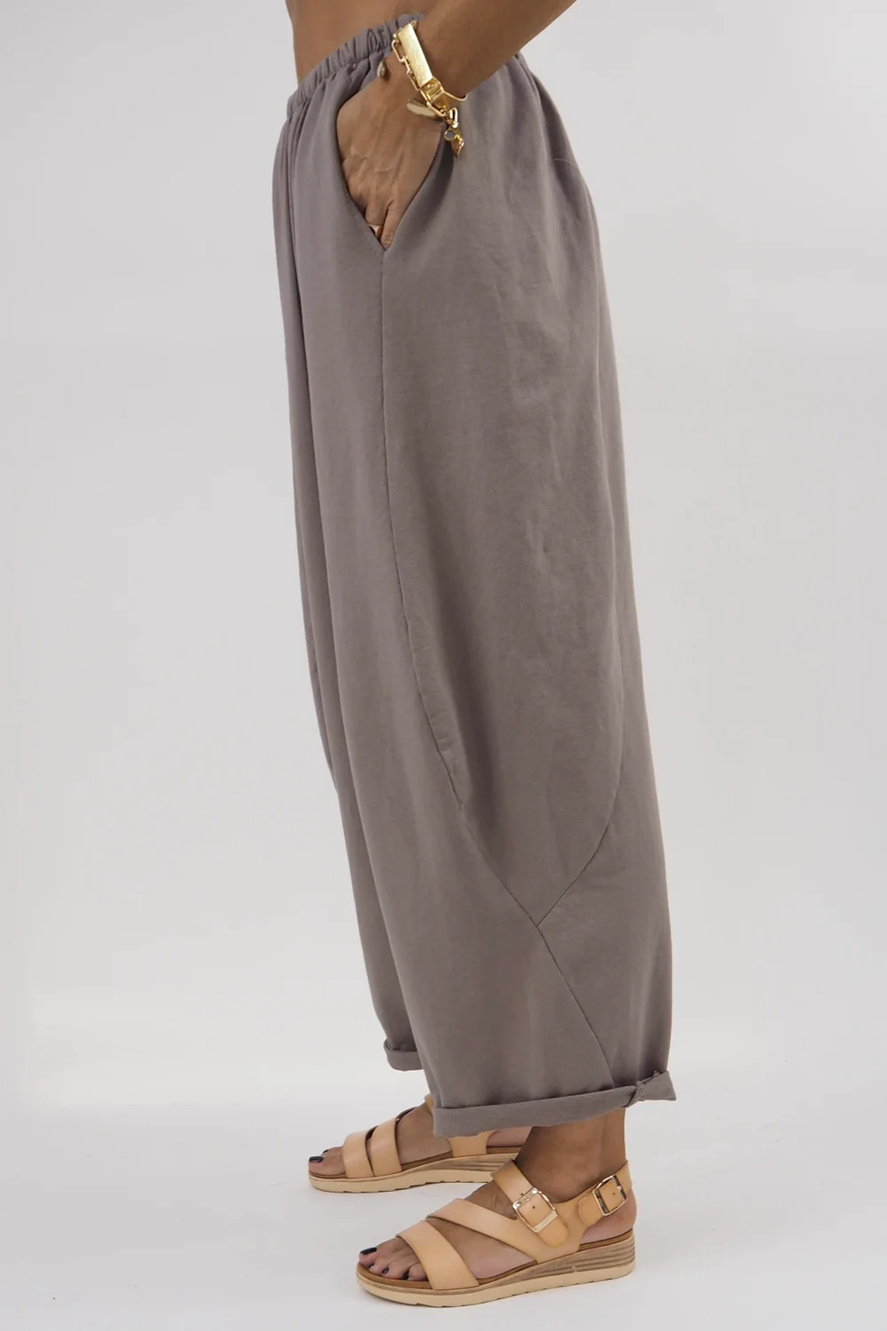 Made In Italy Lagenlook Classic Cocoon Pant Mushroom 4 Made In Italy Lagenlook Classic Cocoon Pant Mushroom - Image 2