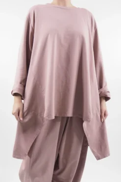 Made In Italy Lagenlook Classic Cut Out Sweatshirt Antique Rose