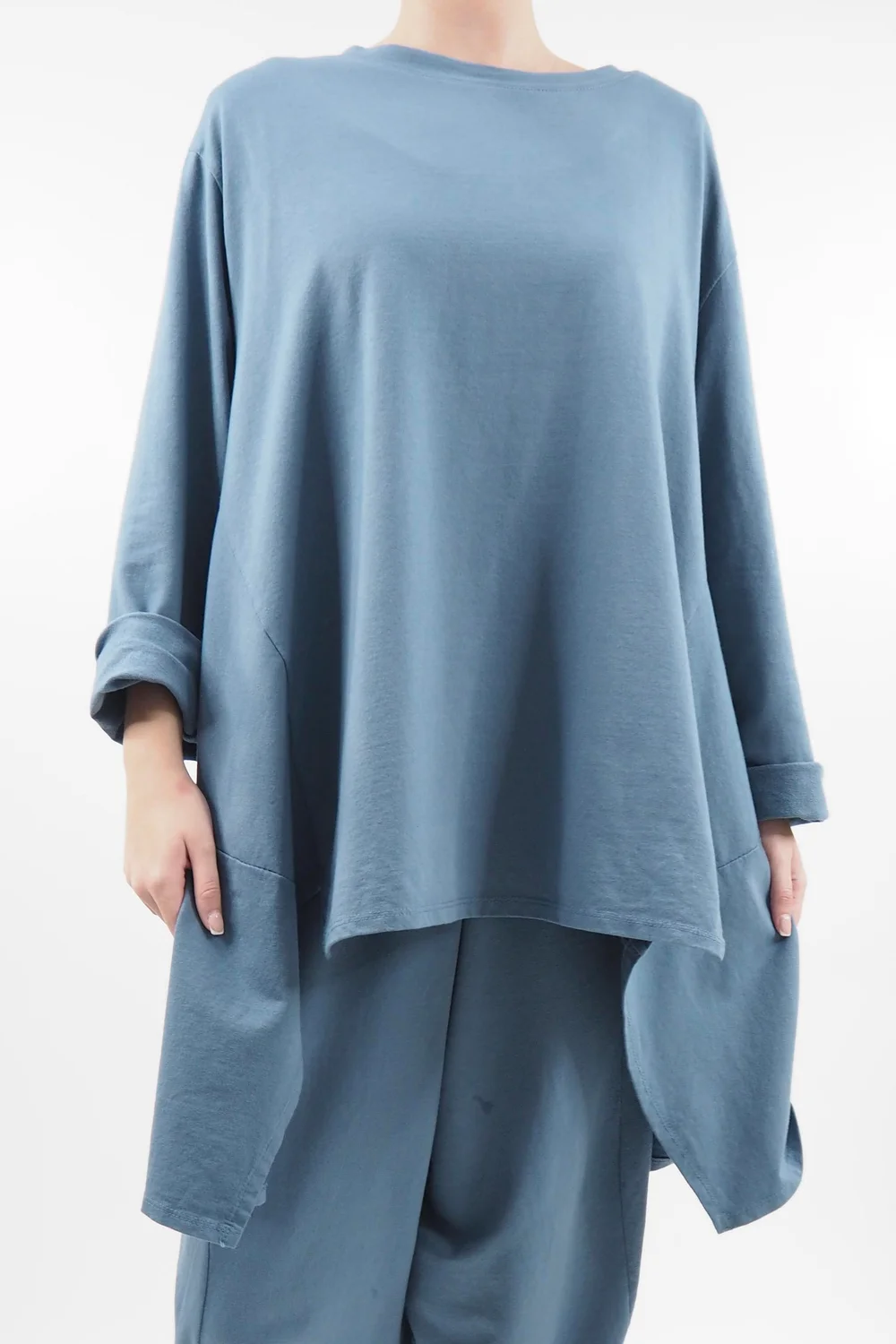 Made In Italy Lagenlook Classic Cut Out Sweatshirt Denim 3 Made In Italy Lagenlook Classic Cut Out Sweatshirt Denim