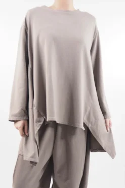 Made In Italy Lagenlook Classic Cut Out Sweatshirt Mushroom