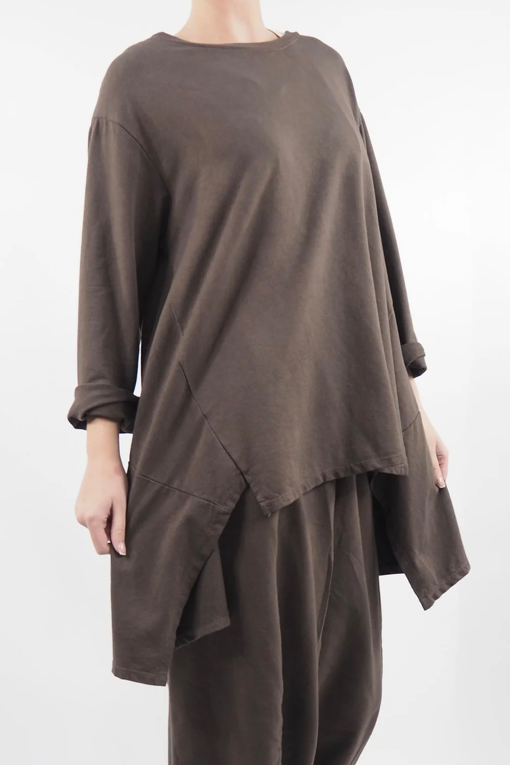 Made In Italy Lagenlook Classic Cut Out Sweatshirt Truffle 4 Made In Italy Lagenlook Classic Cut Out Sweatshirt Truffle - Image 2