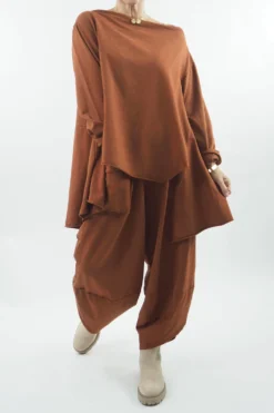 Made In Italy Lagenlook Boat Neck Sweatshirt Saffron