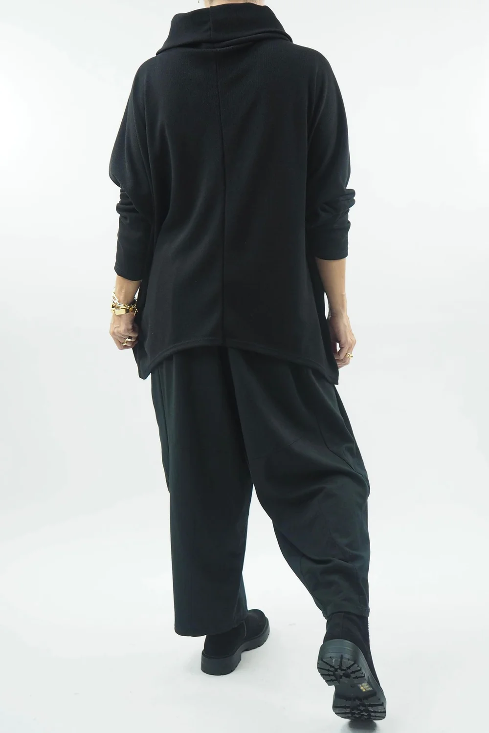 Made In Italy Larc Cowl Fine Knit Top Black 5 Made In Italy Larc Cowl Fine Knit Top Black - Image 3