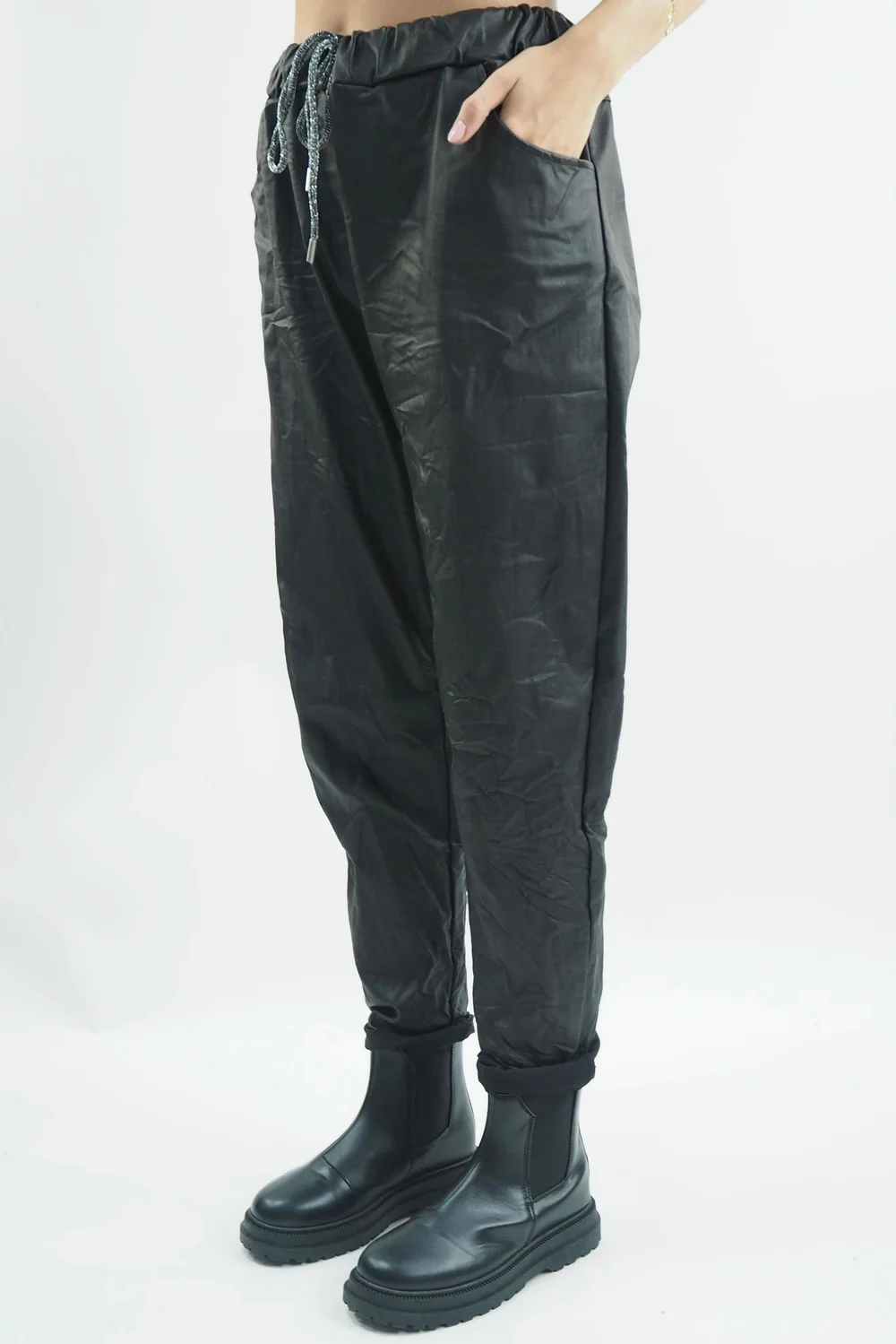 Made In Italy Leather Look Classic Magic Trouser Black 3 Made In Italy Leather Look Classic Magic Trouser Black