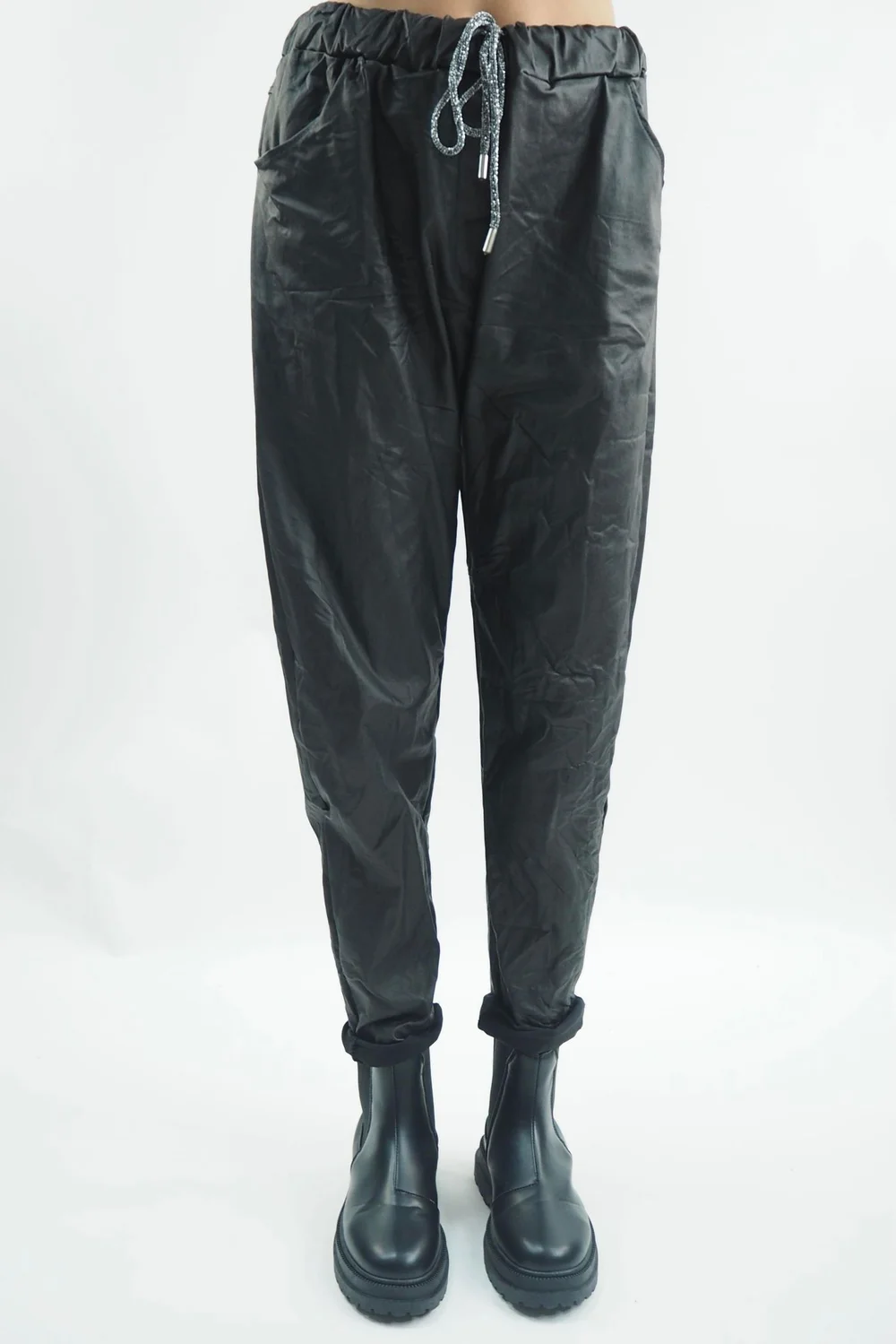 Made In Italy Leather Look Classic Magic Trouser Black 4 Made In Italy Leather Look Classic Magic Trouser Black - Image 2