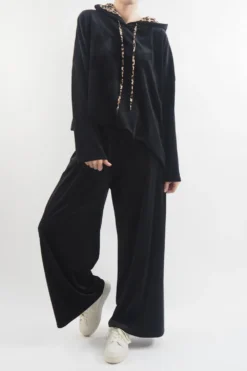 Made In Italy Leopard Love Stretch Velour Hoodie Black / -VogueCurve Store made in italy leopard love stretch velour hoodie black 06.jpg