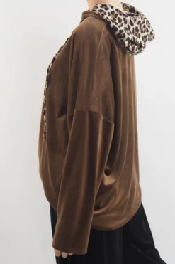 VogueCurve Store -VogueCurve Store made in italy leopard love stretch velour hoodie tan 2.jpg