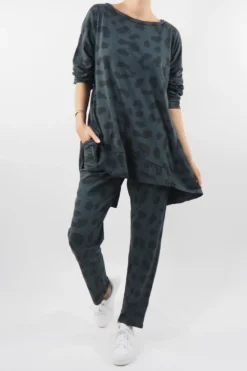 Made In Italy Lounging Leopard Set Graphite