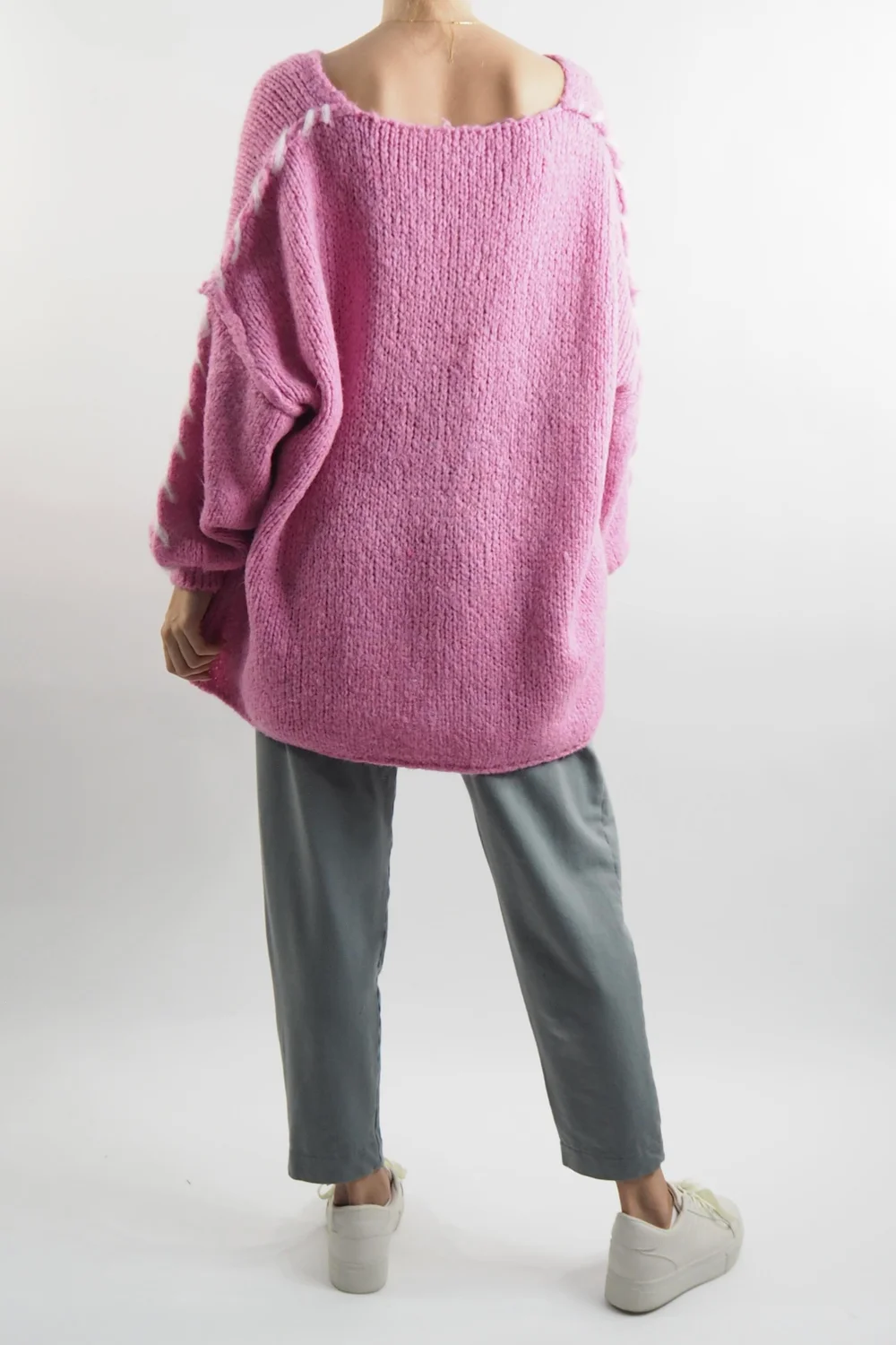 Made In Italy Malmo Oversized Over Stitch Knit Top Bubblegum 5 Made In Italy Malmo Oversized Over Stitch Knit Top Bubblegum - Image 3
