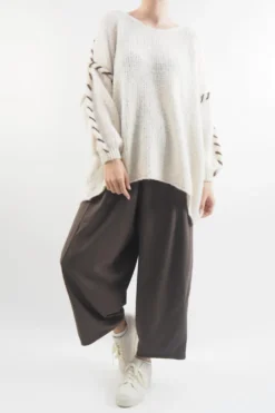Made In Italy Malmo Oversized Over Stitch Knit Top Oatmeal