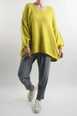 Made In Italy Malmo Oversized Over Stitch Knit Top Oil