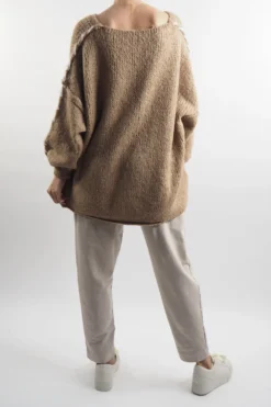 Made In Italy Malmo Oversized Over Stitch Knit Top Toast -VogueCurve Store made in italy malmo oversized over stitch knit top toast 3.jpg