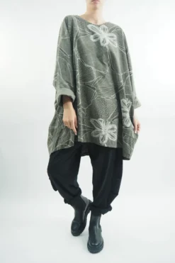 Made In Italy Malone Kew Oversized Needlecord Pocket Top Khaki