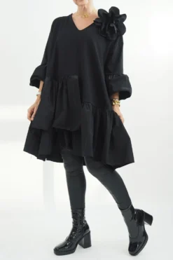 Made In Italy Moxie Oscar Corsage Dress Black -VogueCurve Store made in italy moxie corsage dress black02.jpg