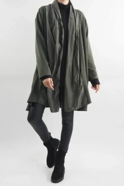 Made In Italy Moxie Haru Swing Zip Hoodie Jacket Khaki