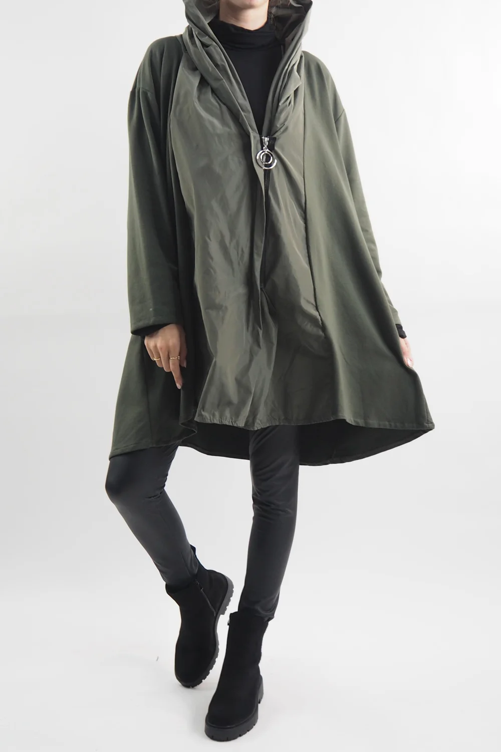 Made In Italy Moxie Haru Swing Zip Hoodie Jacket Khaki 4 Made In Italy Moxie Haru Swing Zip Hoodie Jacket Khaki - Image 2