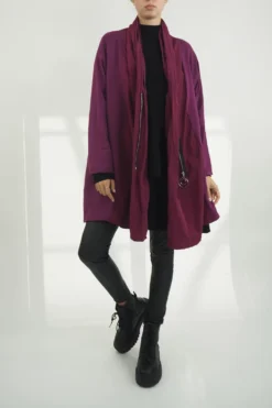 Made In Italy Moxie Haru Swing Zip Hoodie Jacket Magenta