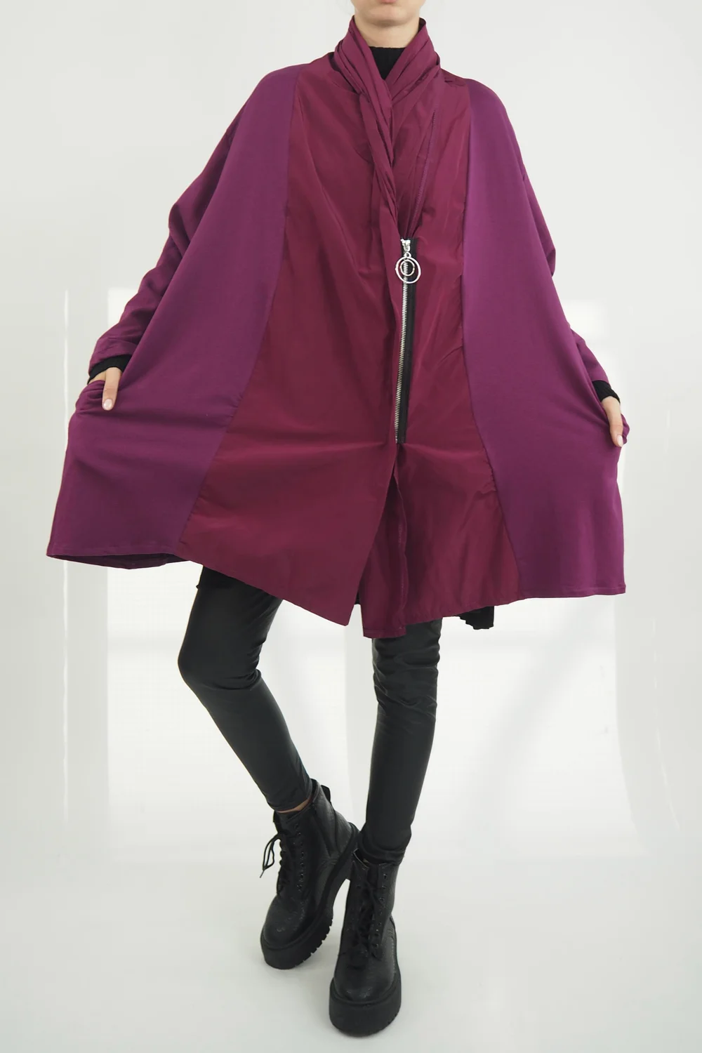 Made In Italy Moxie Haru Swing Zip Hoodie Jacket Magenta 5 Made In Italy Moxie Haru Swing Zip Hoodie Jacket Magenta - Image 3