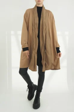 Made In Italy Moxie Haru Swing Zip Hoodie Jacket Toast