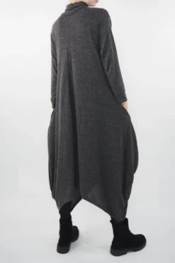 Made In Italy Moxie Polo Neck Tulip Knit Dress Charcoal Grey Marl * 11 Made In Italy Moxie Polo Neck Tulip Knit Dress Charcoal Grey Marl * -VogueCurve Store made in italy moxie polo neck tulip knit dress charcoal grey marl03.jpg