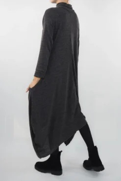 Made In Italy Moxie Polo Neck Tulip Knit Dress Charcoal Grey Marl * 12 Made In Italy Moxie Polo Neck Tulip Knit Dress Charcoal Grey Marl * -VogueCurve Store made in italy moxie polo neck tulip knit dress charcoal grey marl04.jpg