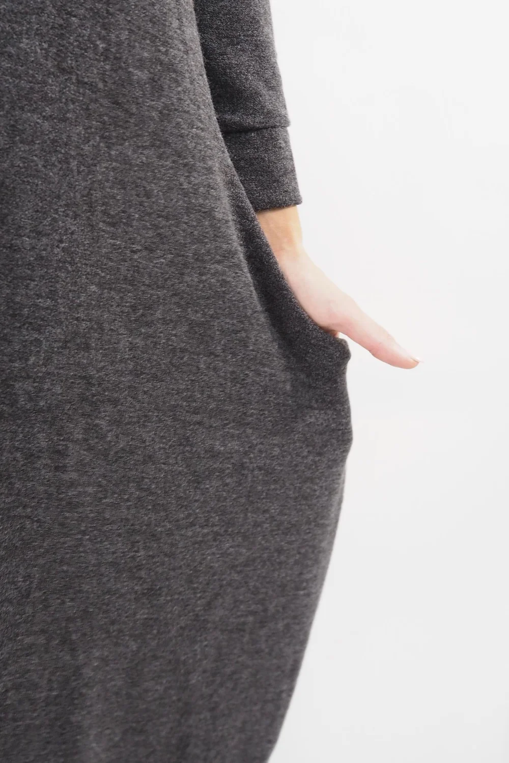 Made In Italy Moxie Polo Neck Tulip Knit Dress Charcoal Grey Marl * 7 Made In Italy Moxie Polo Neck Tulip Knit Dress Charcoal Grey Marl * - Image 5