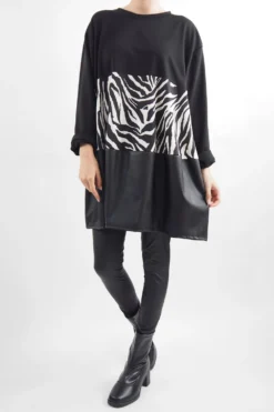 Made In Italy Moxie Zebra Panel Top Black 9 Made In Italy Moxie Zebra Panel Top Black -VogueCurve Store made in italy moxie zebra panel top black04.jpg