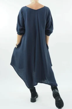 Made In Italy Nomad Handkerchief Pocketed Tunic Midnight -VogueCurve Store made in italy nomad pocketed tunic navy03.jpg