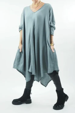 Made In Italy Nomad Handkerchief Pocketed Tunic Storm -VogueCurve Store made in italy nomad pocketed tunic slate02.jpg