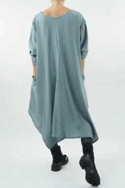 Made In Italy Nomad Handkerchief Pocketed Tunic Storm -VogueCurve Store made in italy nomad pocketed tunic slate03.jpg