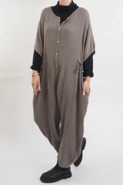 Made In Italy Obi Crepe Cotton Boilersuit Mushroom -VogueCurve Store made in italy obi crepe cotton boilersuit mushroom9.jpg